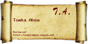 Tomka Absa névjegykártya